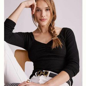 NWT Anthropologie Maeve Ribbed Knit Sweetheart Long Sleeve Top size Large